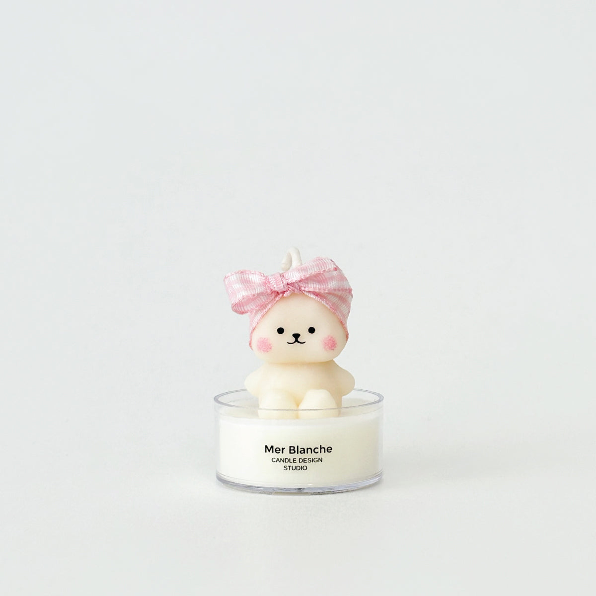 [Mini] Hairband Sitting Bear - White/Pink