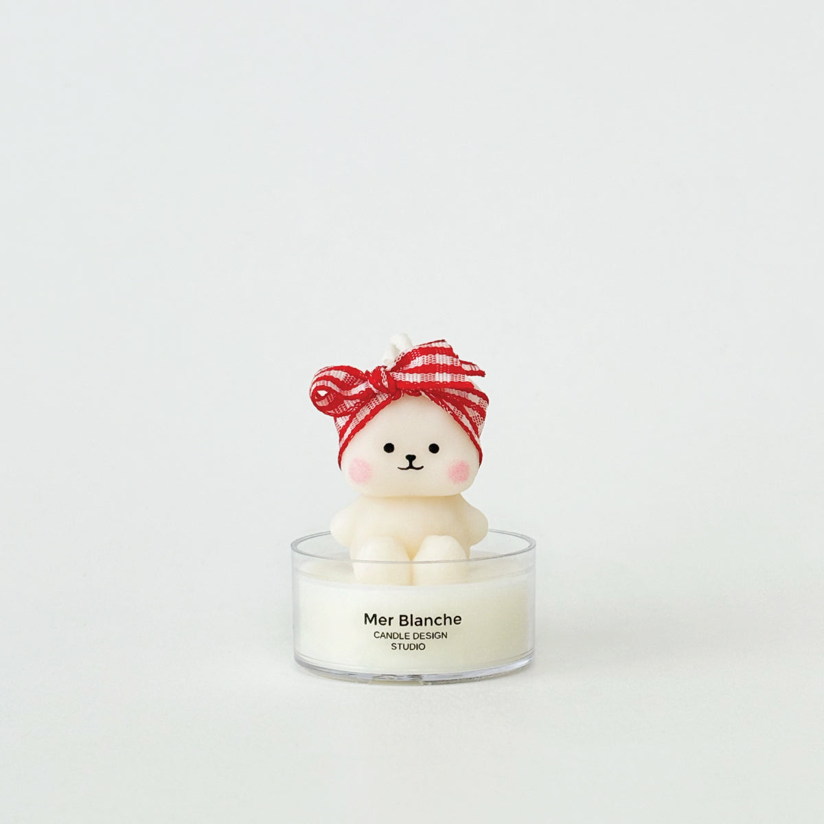 [Mini] Hairband Sitting Bear - White/Red